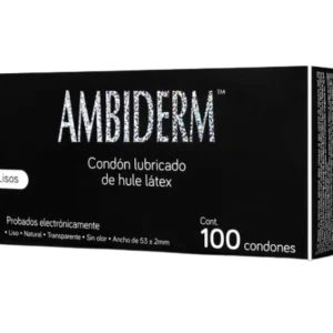 Condones Masculinos Ambiderm Unitalla Lisos Color Natural (CAJA C/100 PIEZAS)